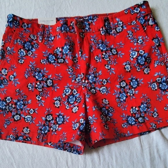 Tommy Hilfiger THFlex Red Floral 5" Classic Sz. 14 Short with Pockets - Picture 1 of 12